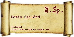 Matin Szilárd névjegykártya